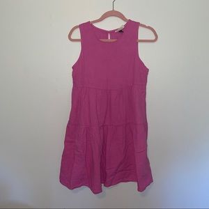 NWOT Hot Pink Scoop Neck Tiered Mini Dress